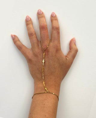 Crossline Hand Chain - Gold