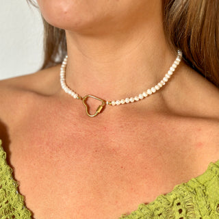 Golden Heart Pearl necklace