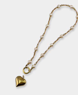 Flame Heart Pearl Necklace