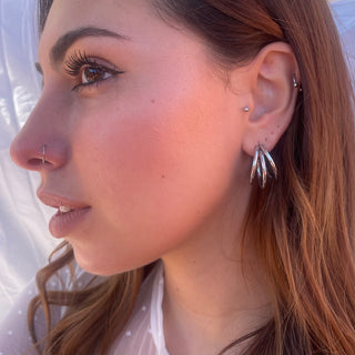 Silver triple hoops