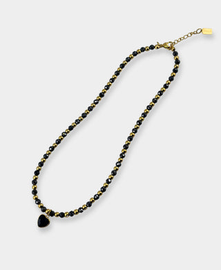 Fever Heart Black Stone Necklace