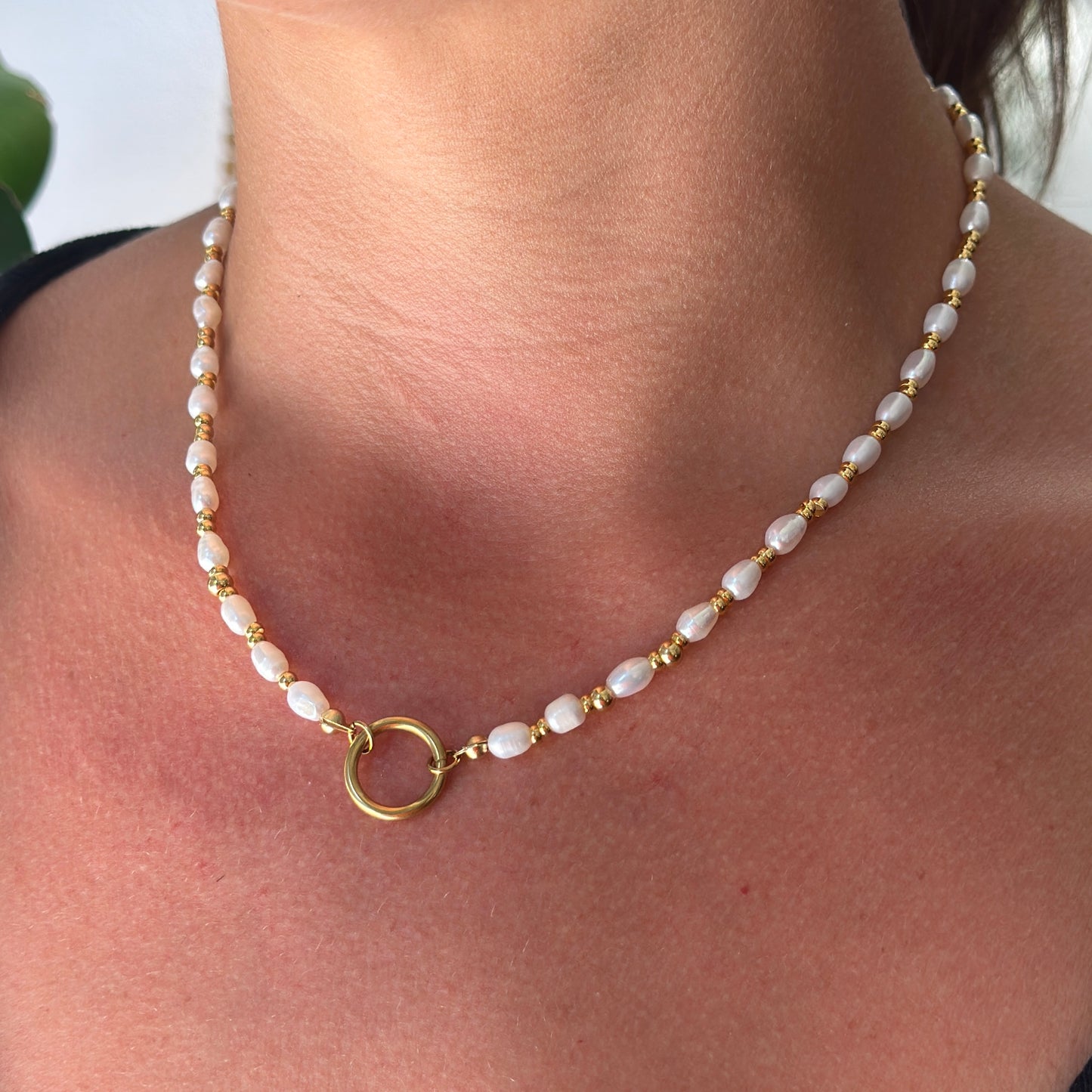 Handmade Golden Pearl necklace