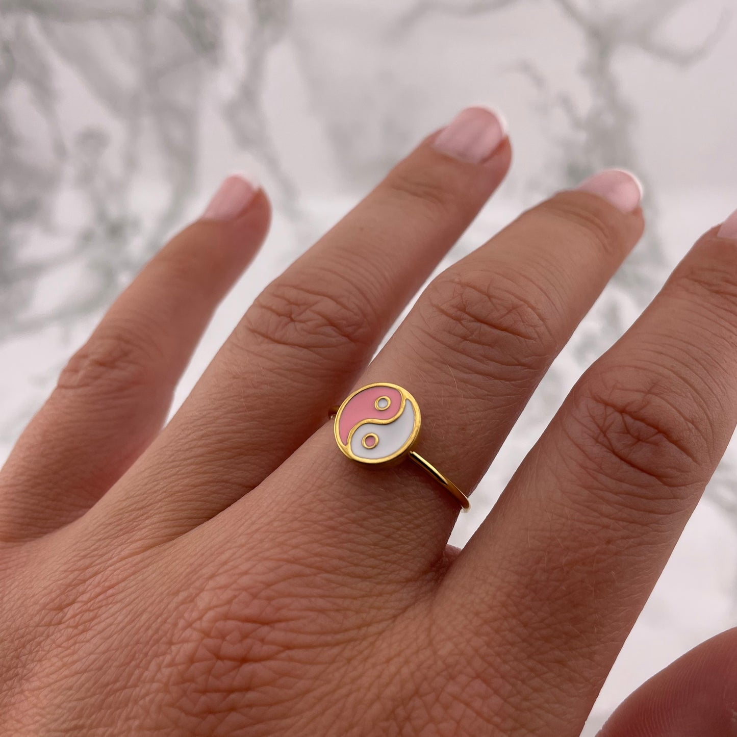 Yin Yang Pink adjustable ring