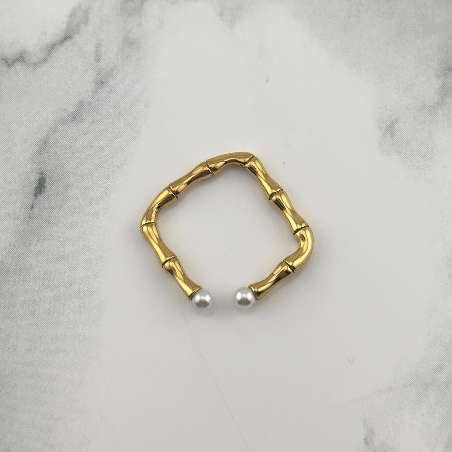 Bamboo Pearl Ring adjustable