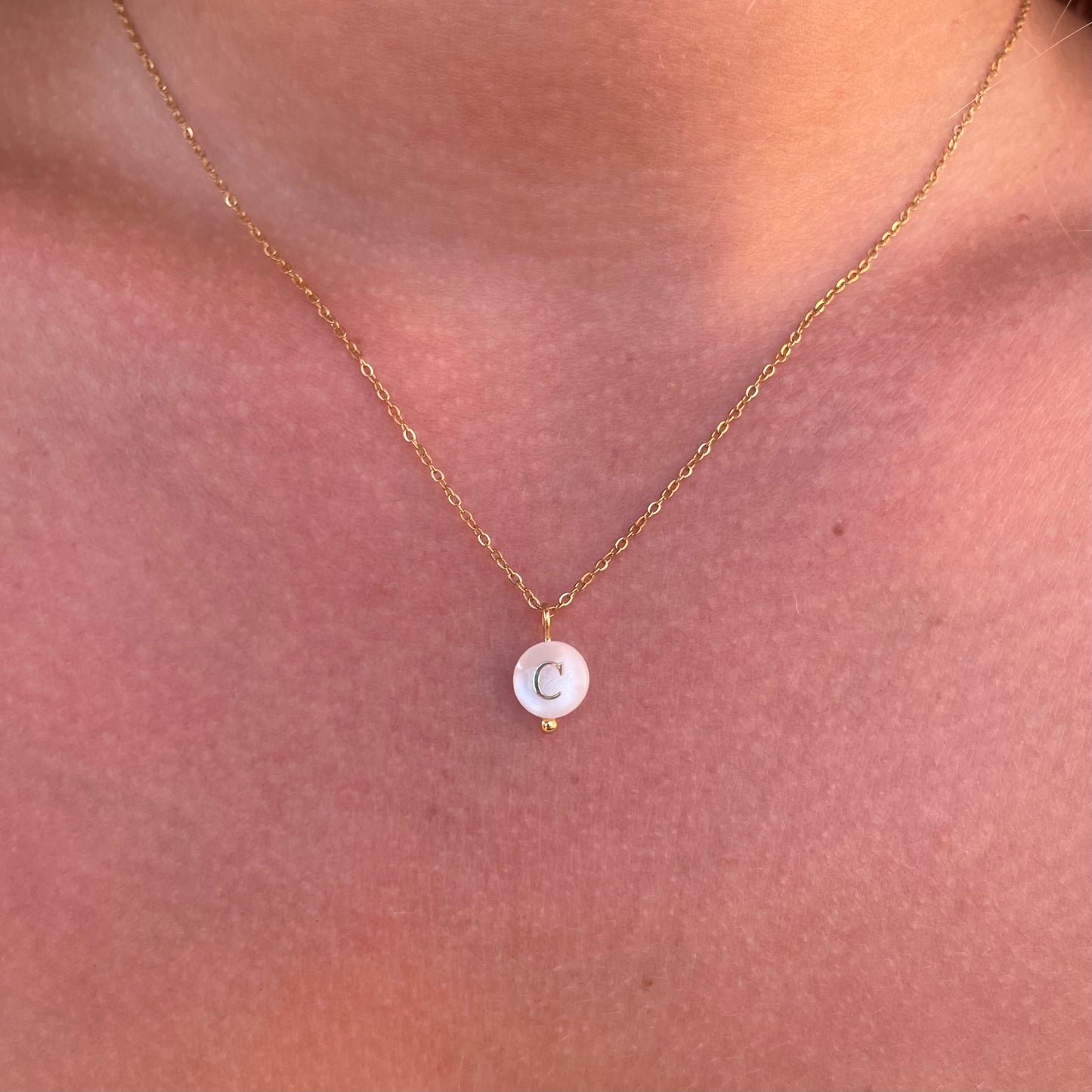 Pearl initial necklace