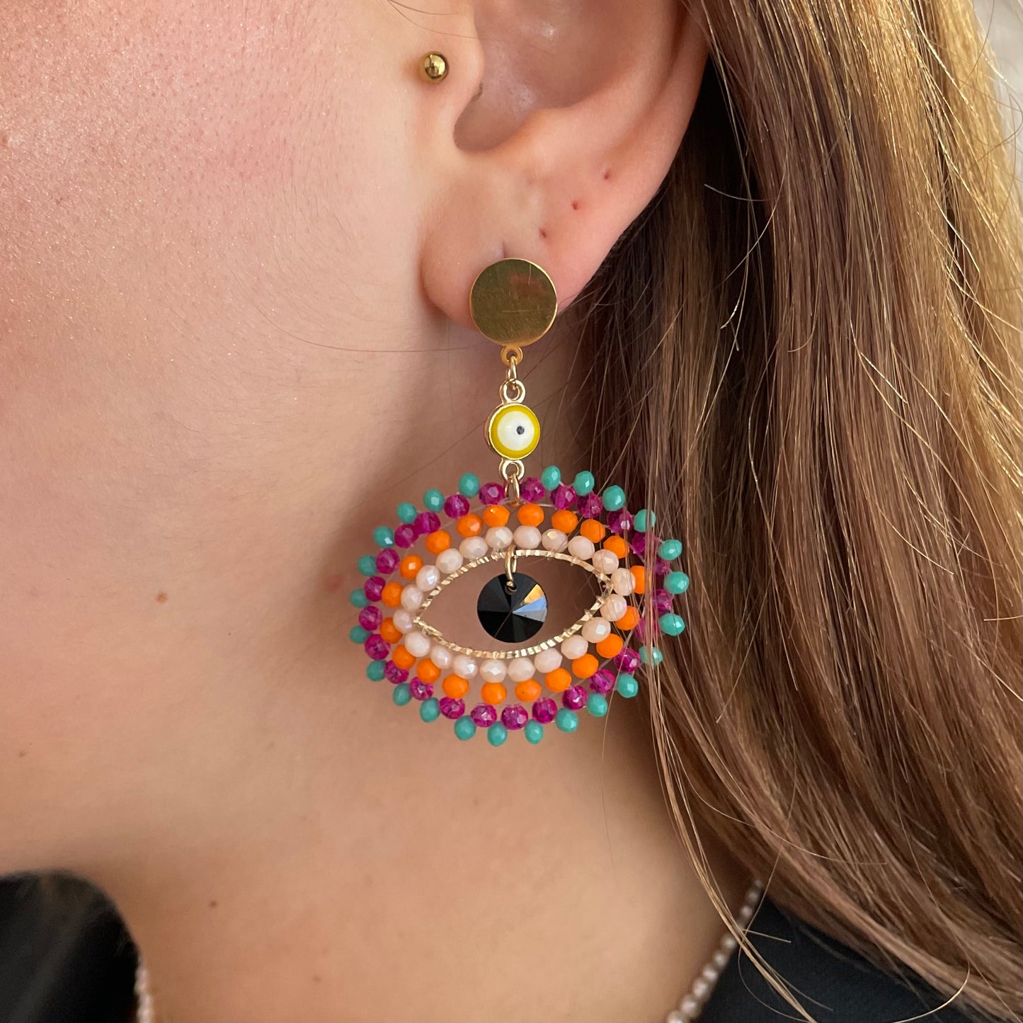 Multicolor Evil eye earrings