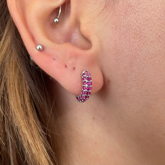 Tiny Pink Hoops silver