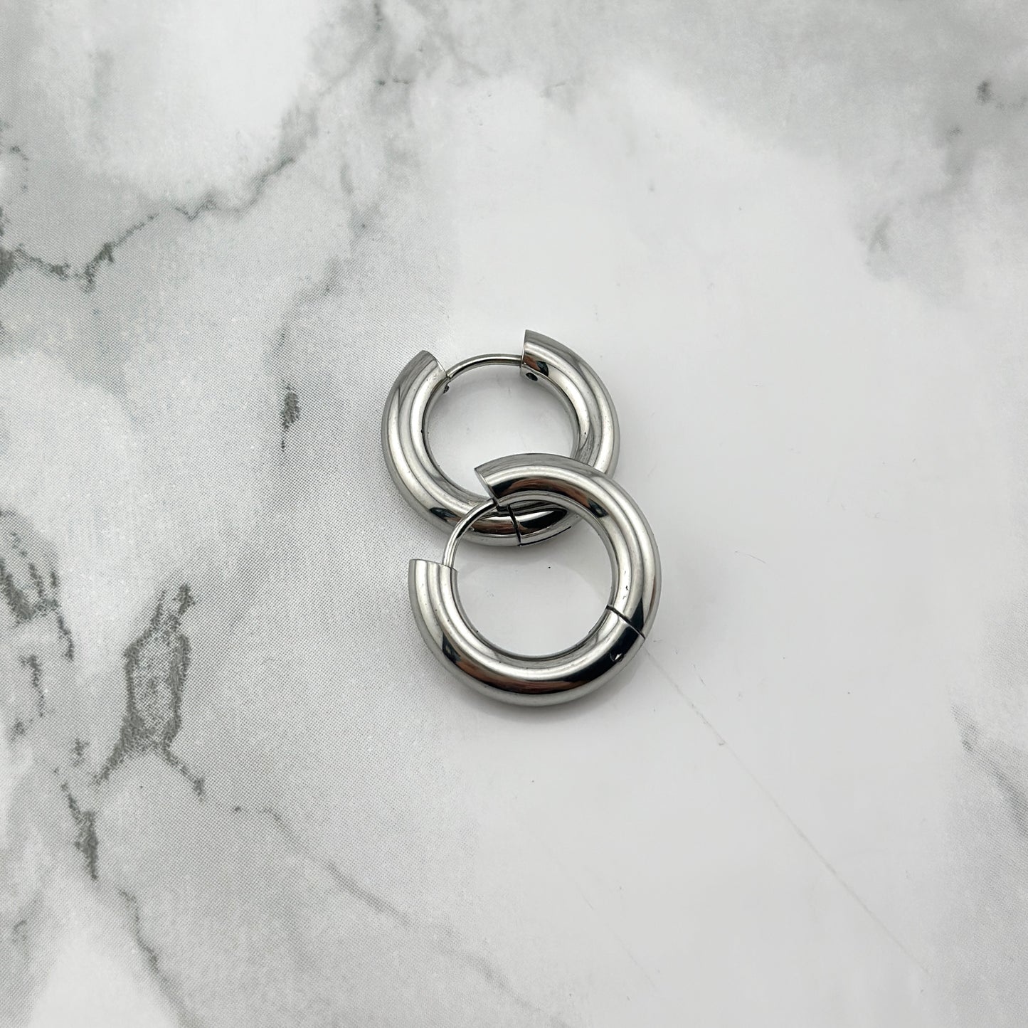 Silver small chunk hoops