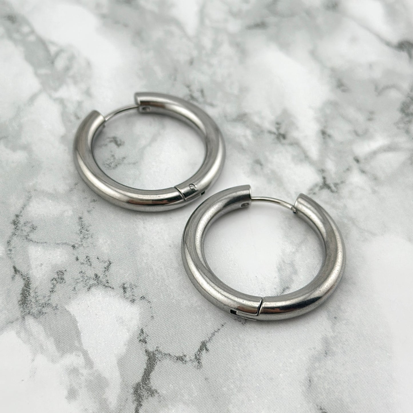 Silver large Chunk hoops