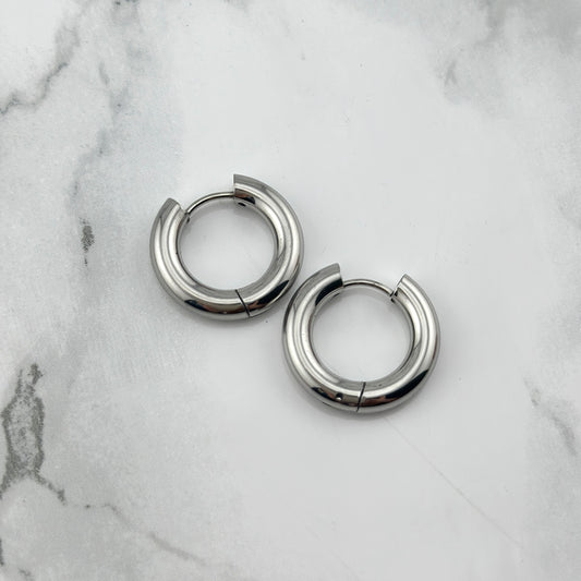 Silver small chunk hoops
