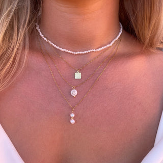 Pearl initial necklace