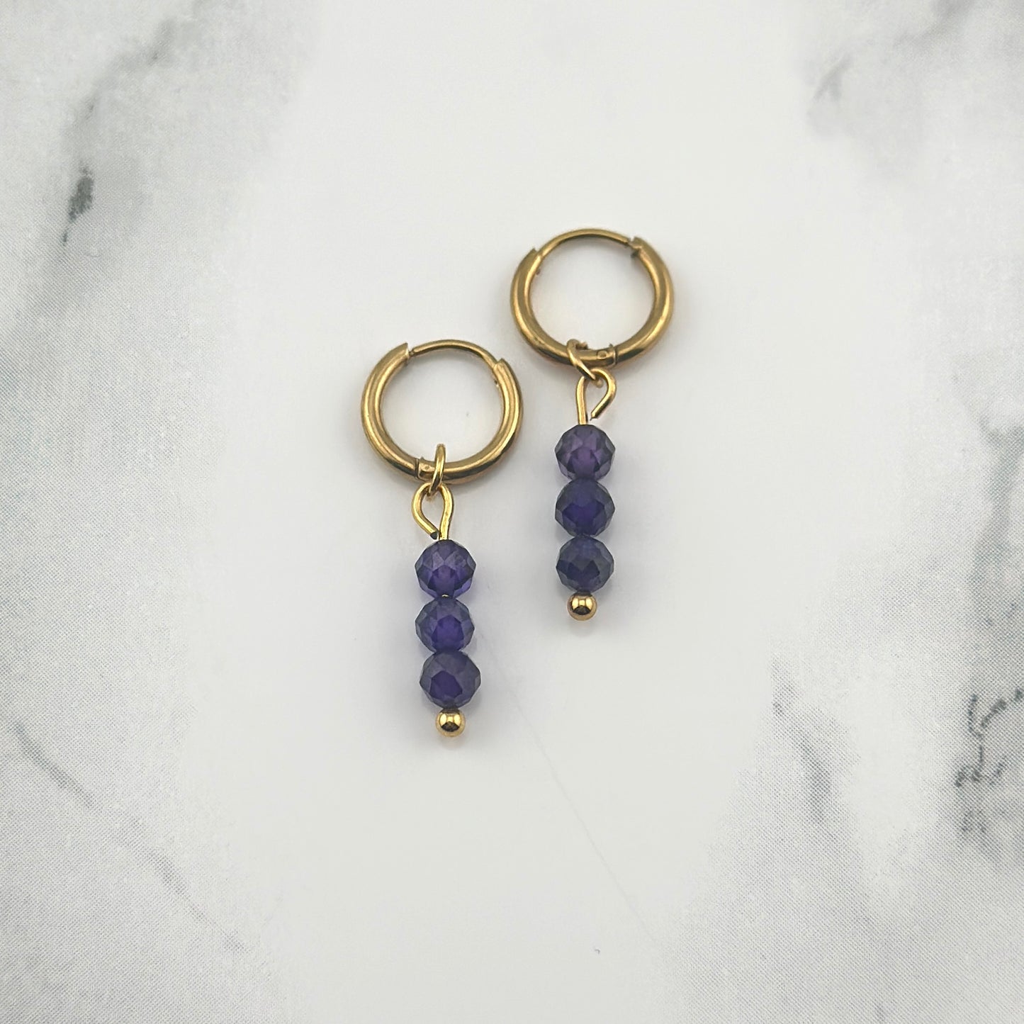 Tiny purple beads Hoops