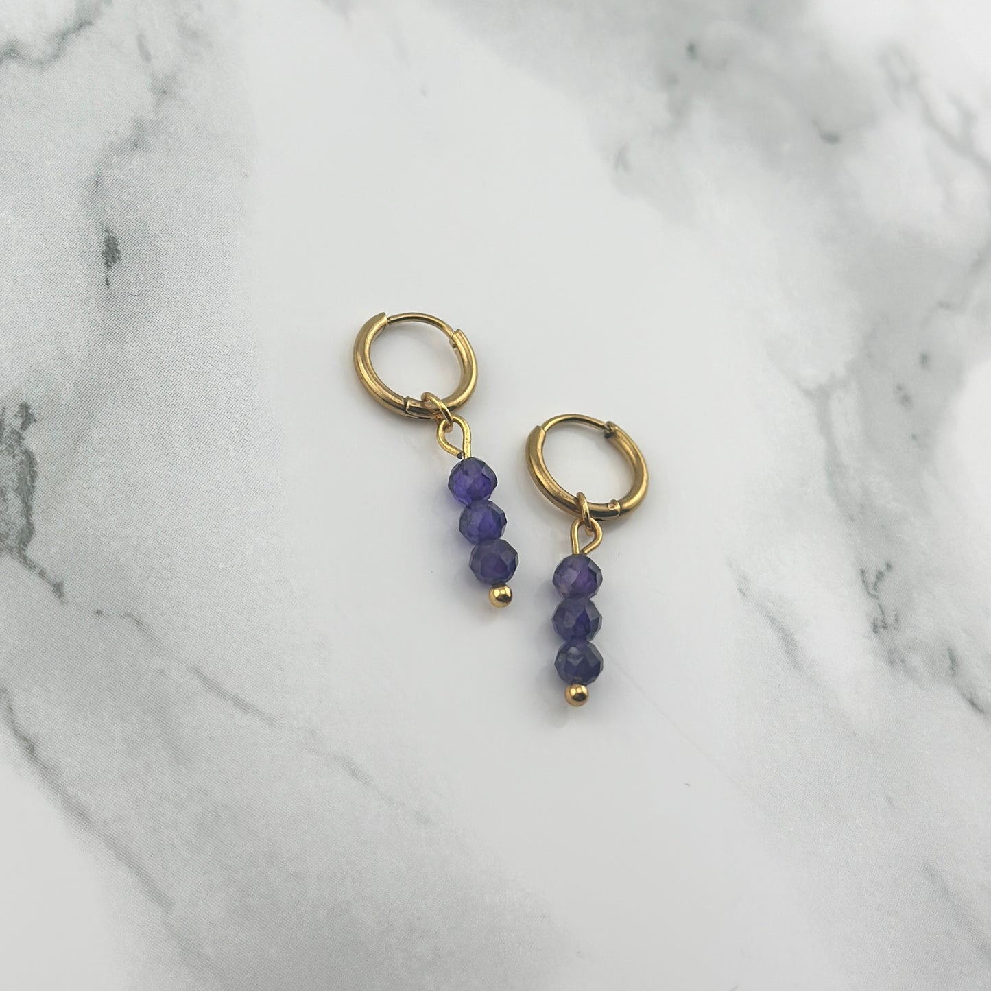 Tiny purple beads Hoops