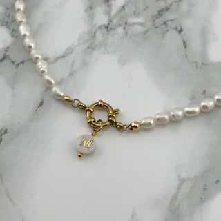 Pearl initial necklace