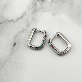 Multicolor Zircon Hoops silver