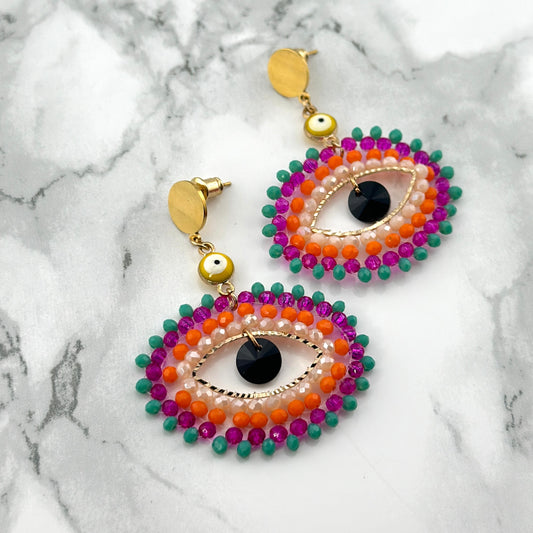 Multicolor Evil eye earrings