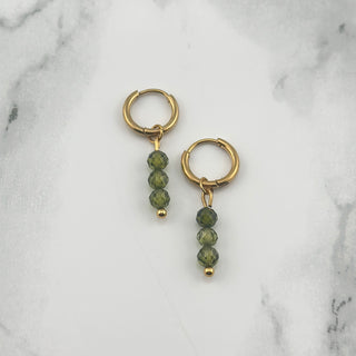 Tiny green beads Hoops