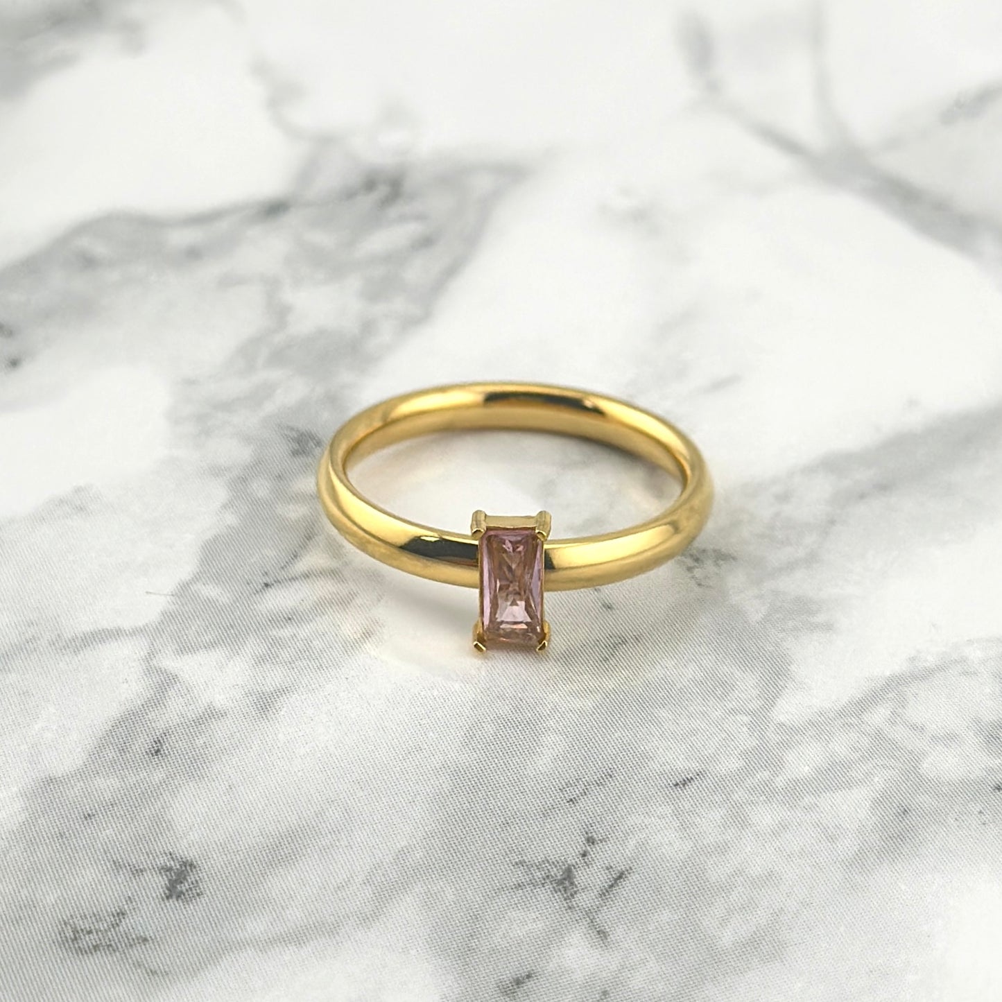 Pink mineral ring