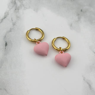 Pink heart hoops