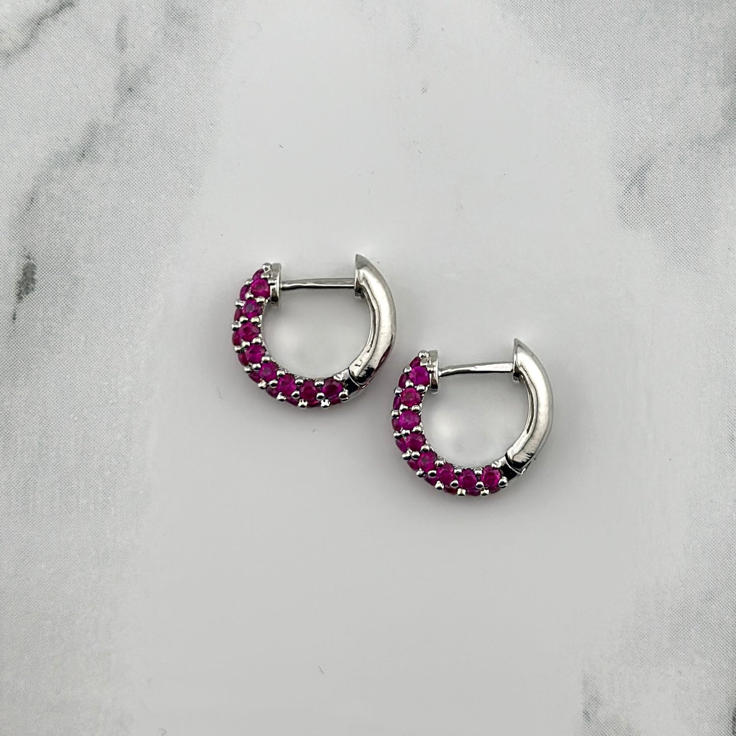 Tiny Pink Hoops silver