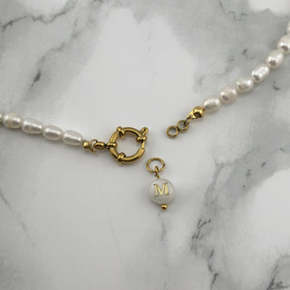 Pearl initial necklace