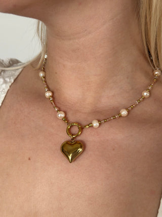 Flame Heart Pearl Necklace
