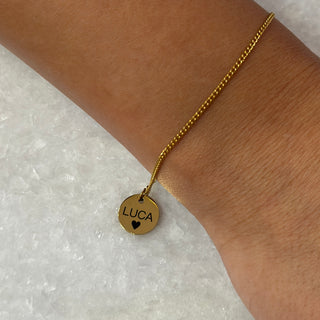 Engraved coin bracelet