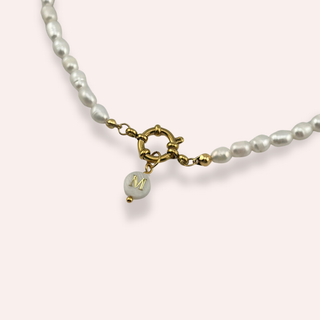 Pearl initial necklace