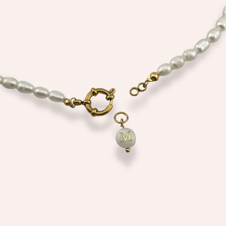 Pearl initial necklace