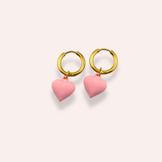 Pink heart hoops