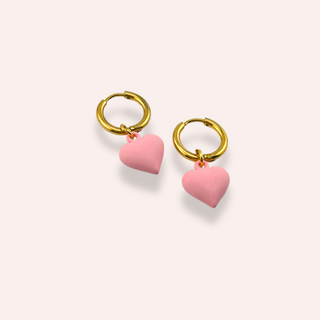 Pink heart hoops