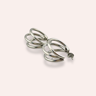 Silver triple hoops