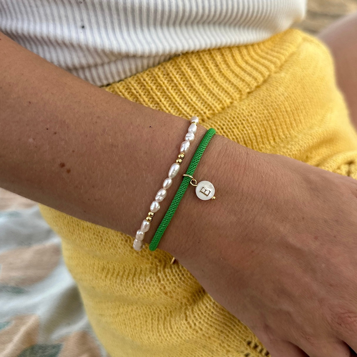 Green bracelet custom Letter