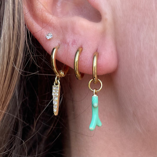 Tiny Turquoise coral Hoops