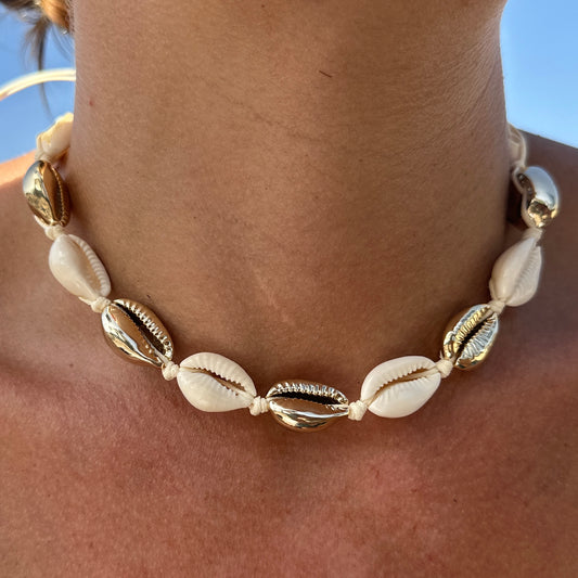 Golden shell necklace