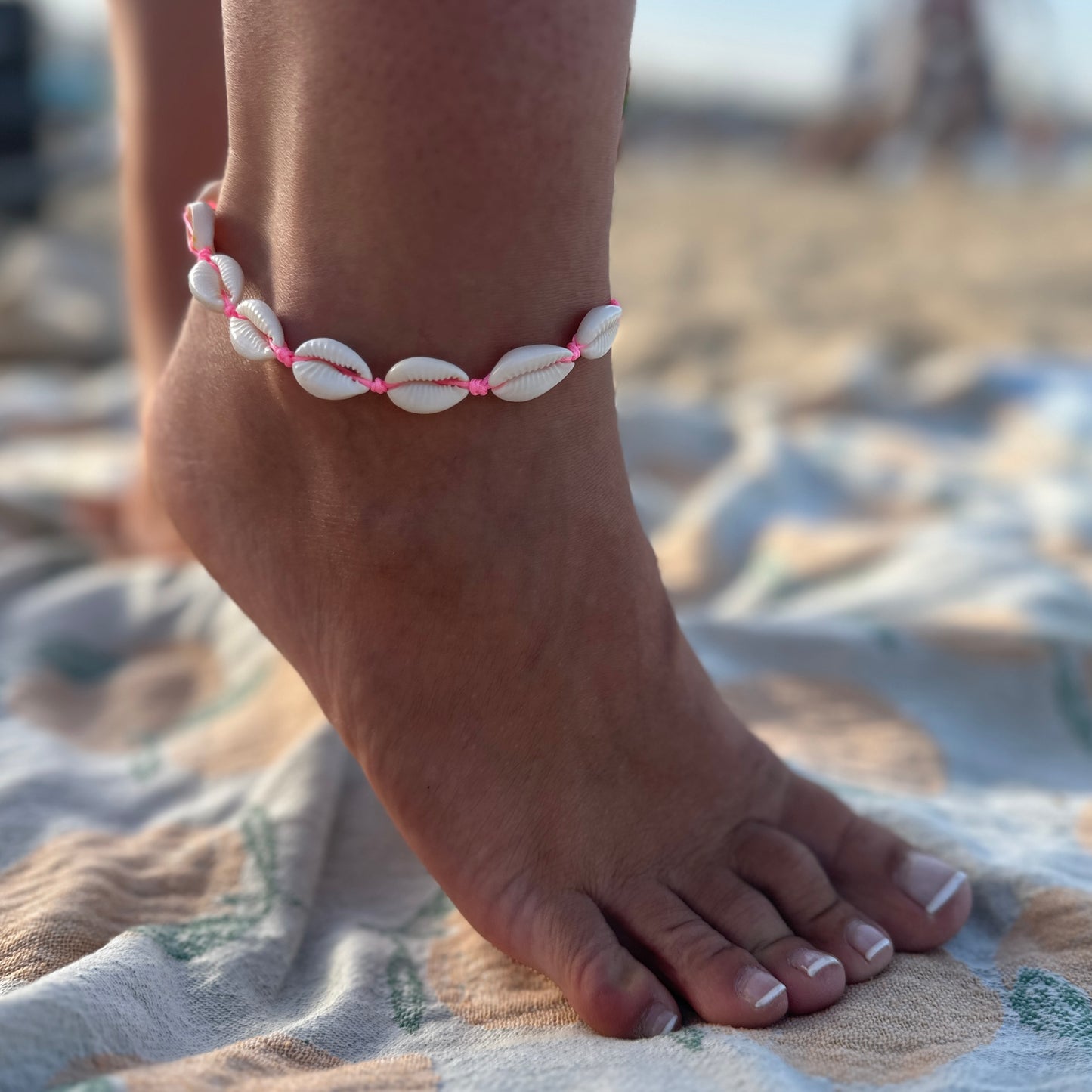 Pink shell bracelet & anklet