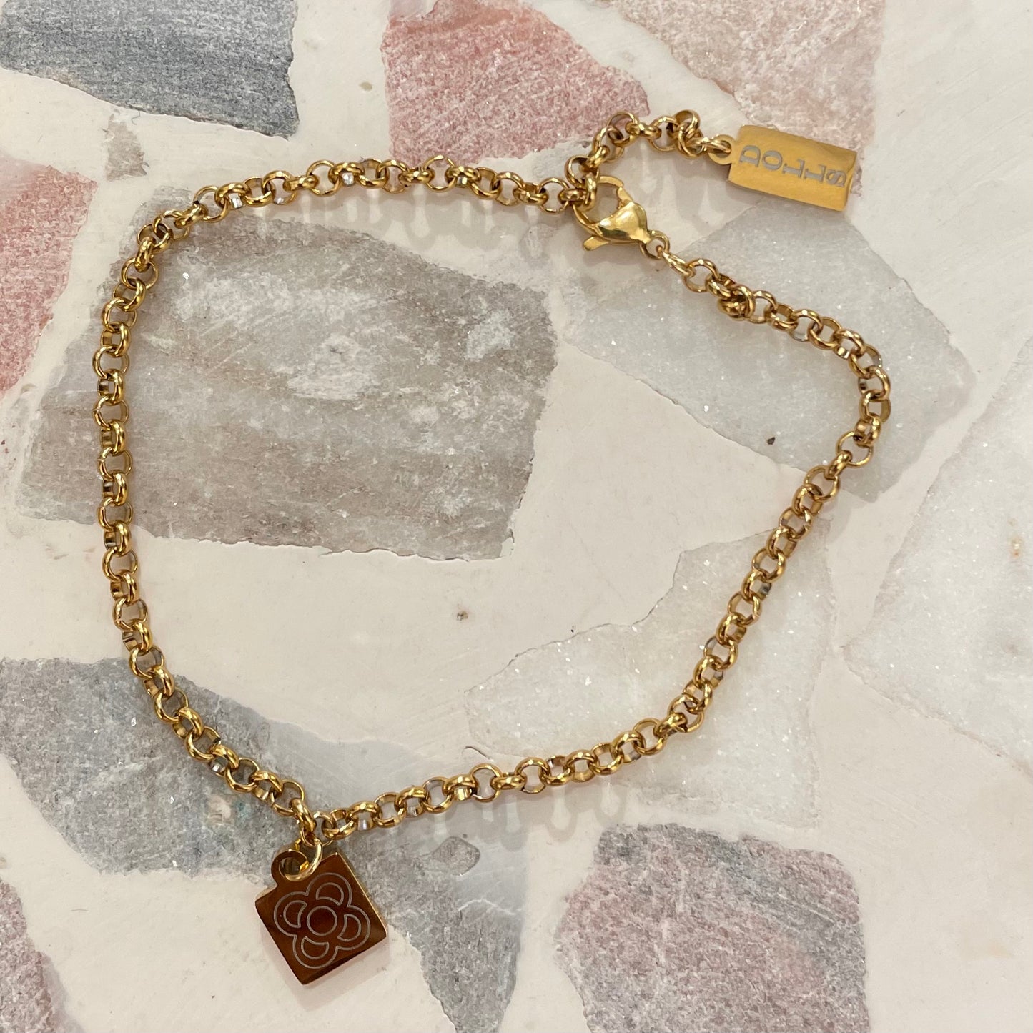 Golden Bracelet with Bcn pendant
